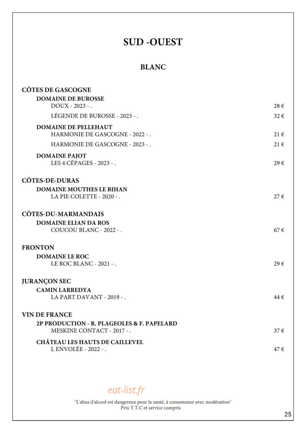 Gueuleton — carte page 30
