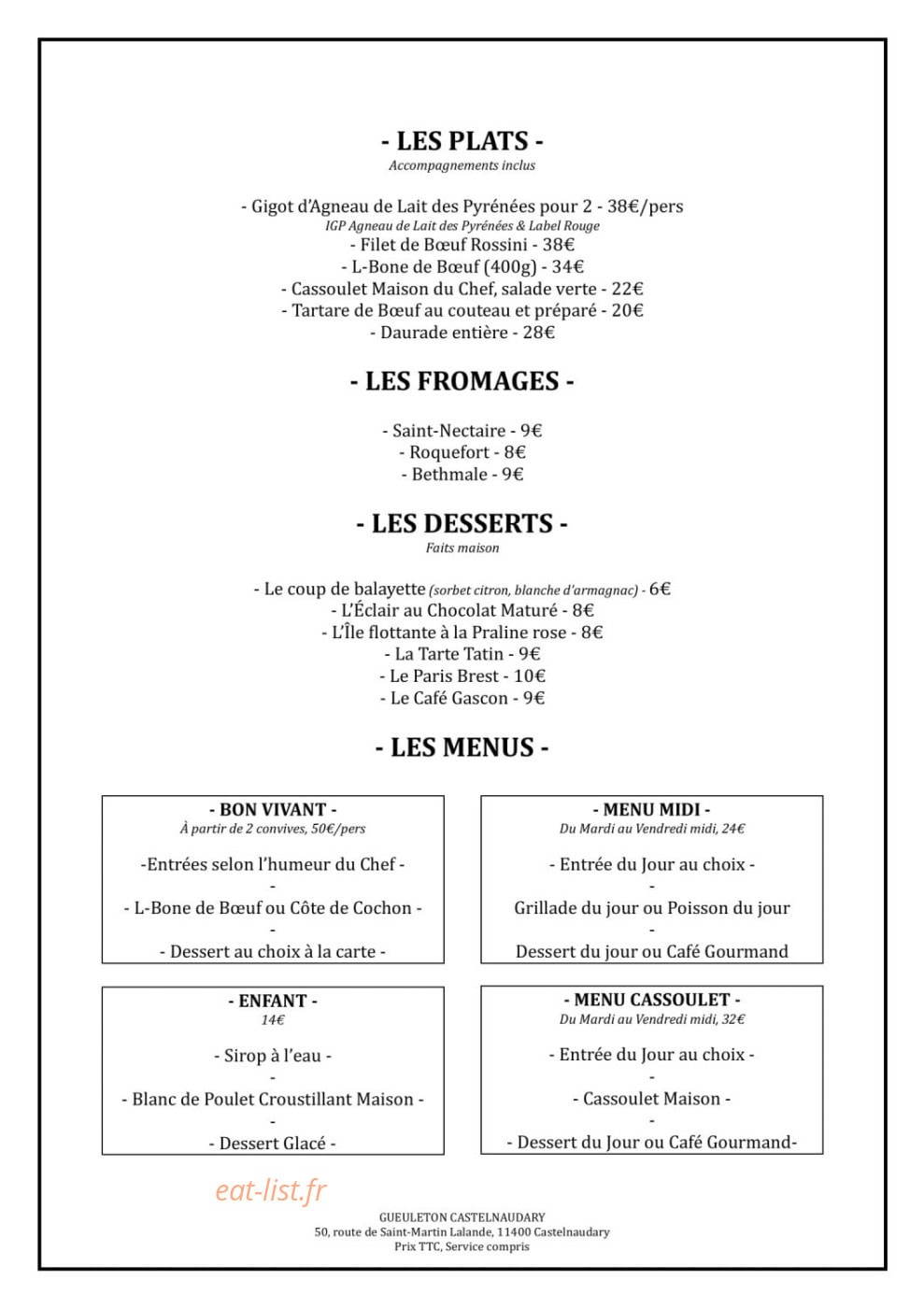 Gueuleton — carte page 2