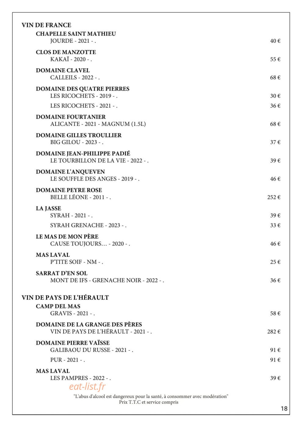 Gueuleton — carte page 23