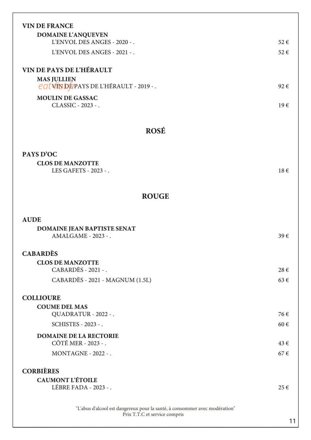 Gueuleton — carte page 16