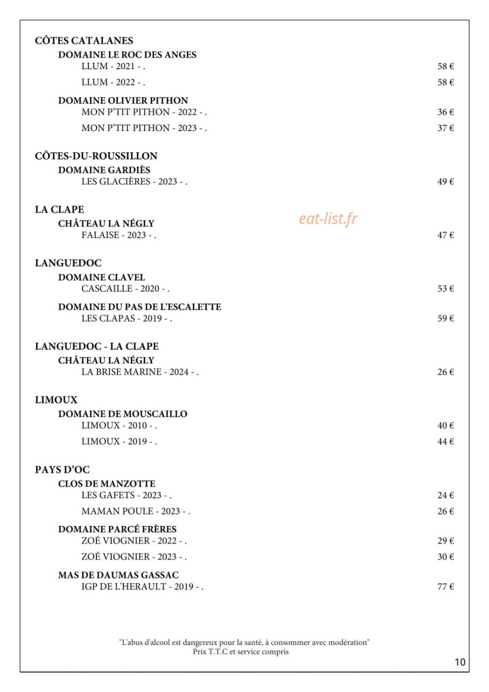 Gueuleton — carte page 15