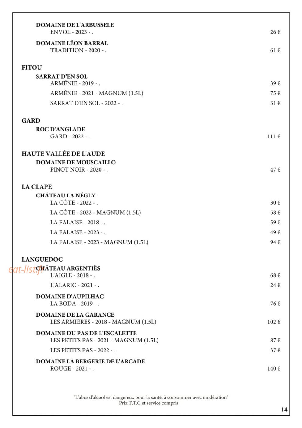 Gueuleton — carte page 19