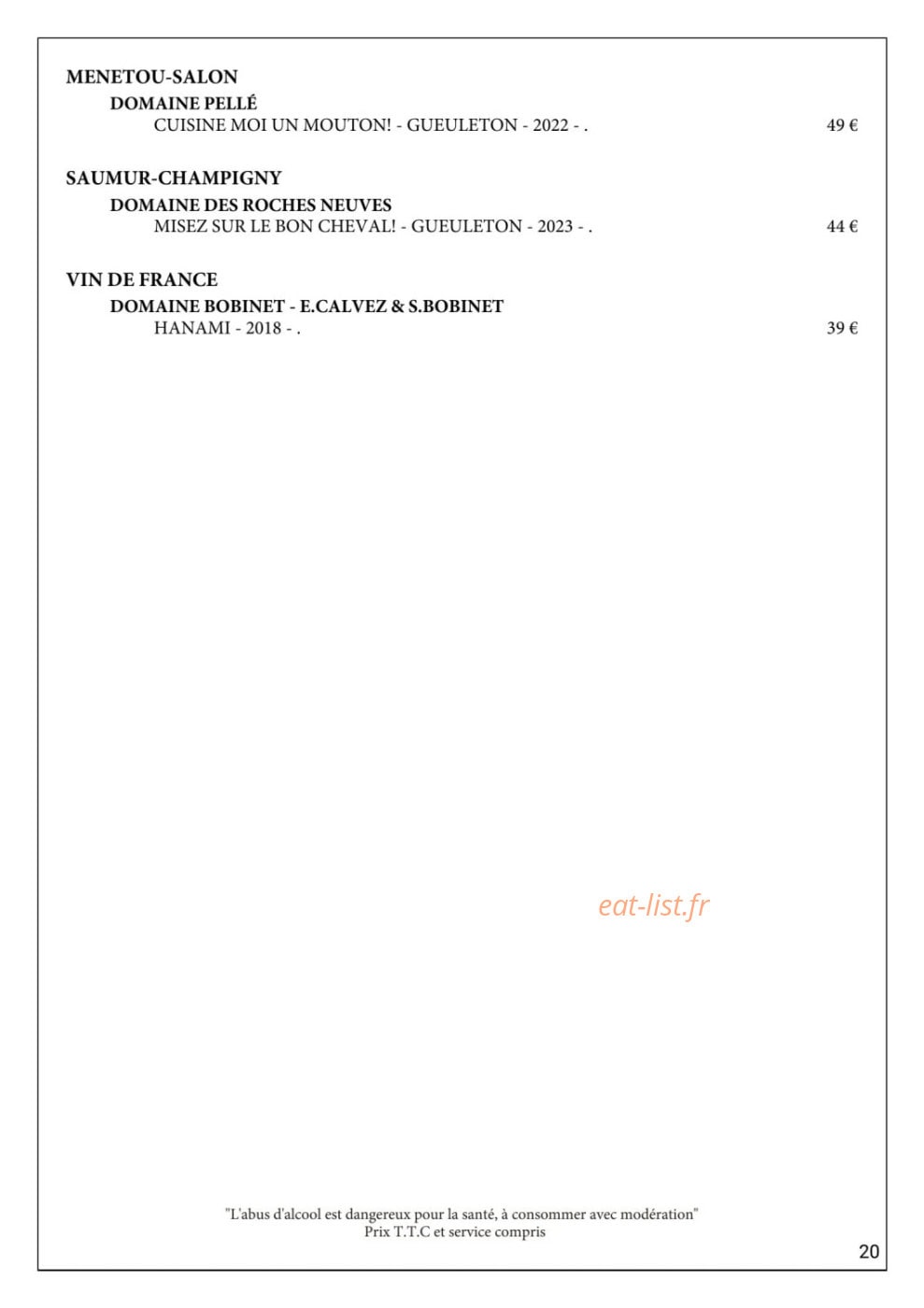 Gueuleton — carte page 25