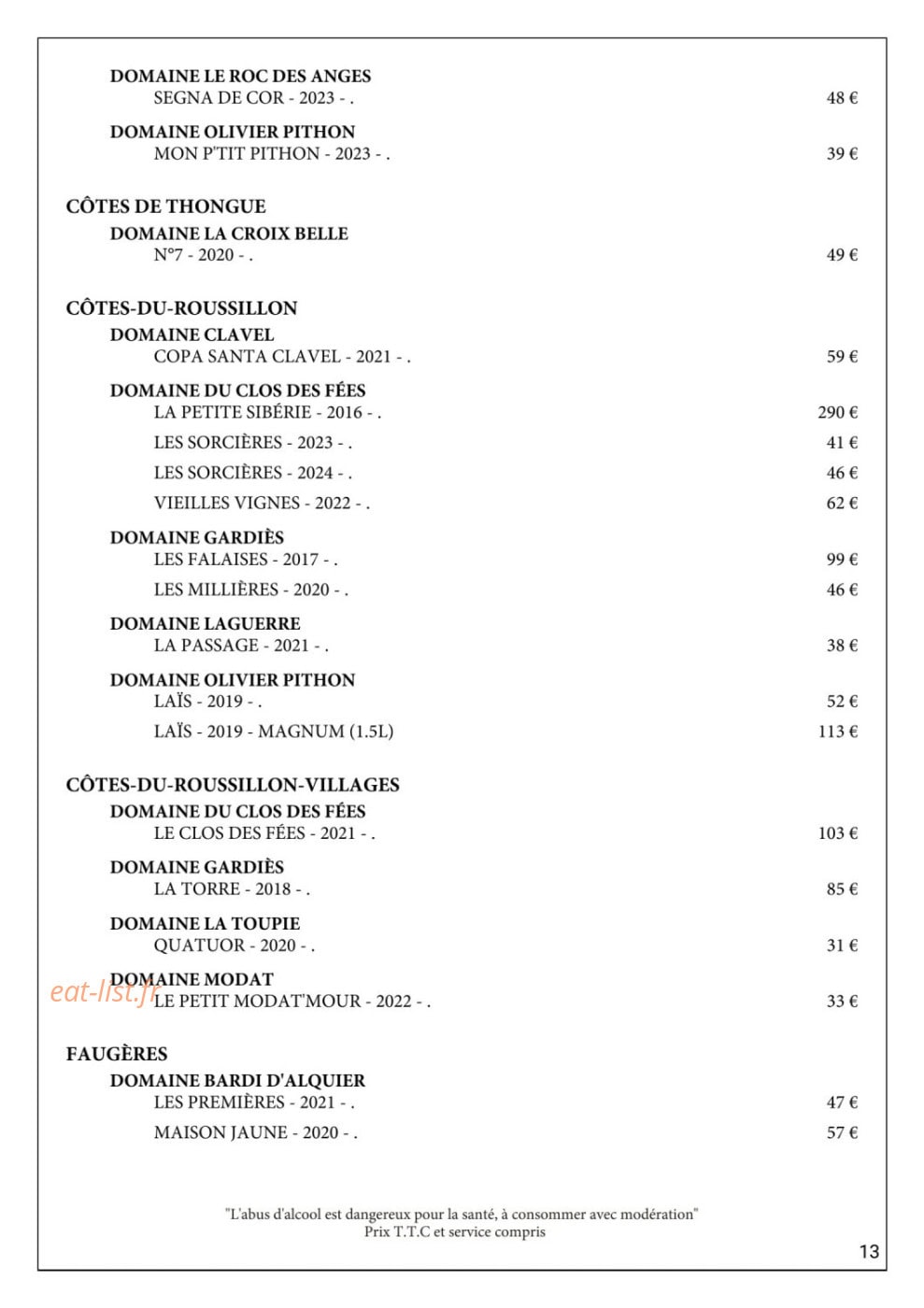 Gueuleton — carte page 18