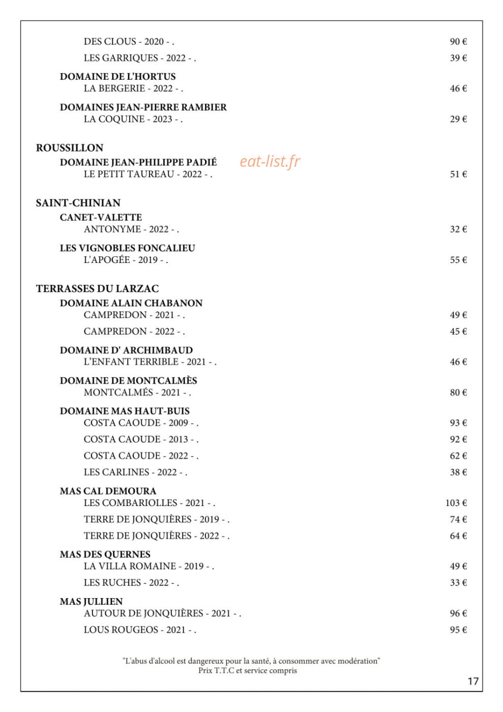 Gueuleton — carte page 22