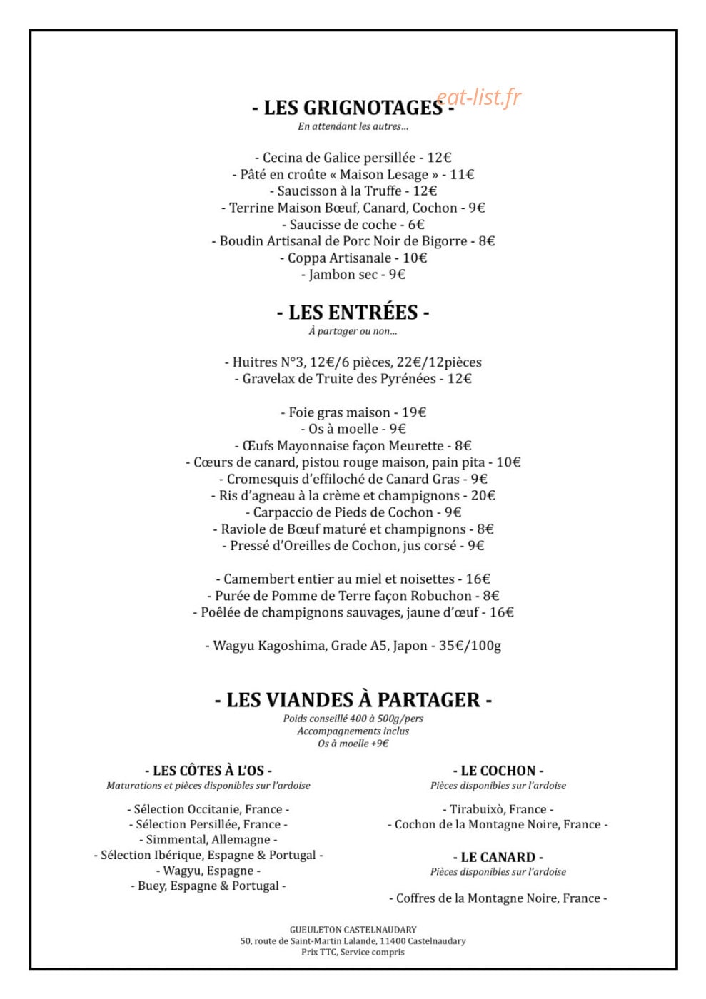 Gueuleton — carte page 1