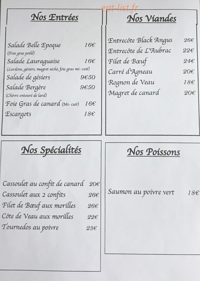 La Belle Epoque — carte page 1