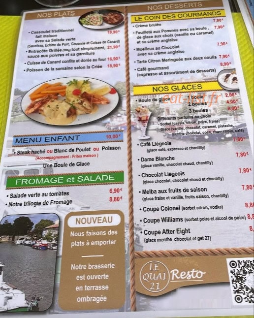 Le Quai 21 — carte page 1