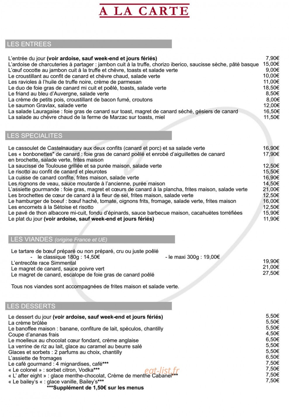 Maison Du Cassoulet — carte page 2