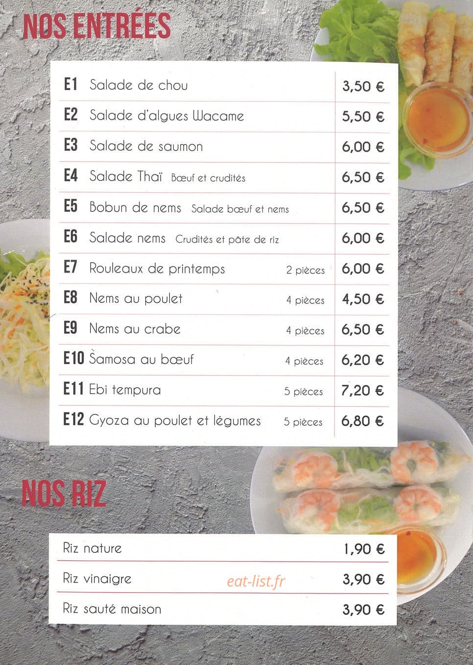 New sushi — carte page 1