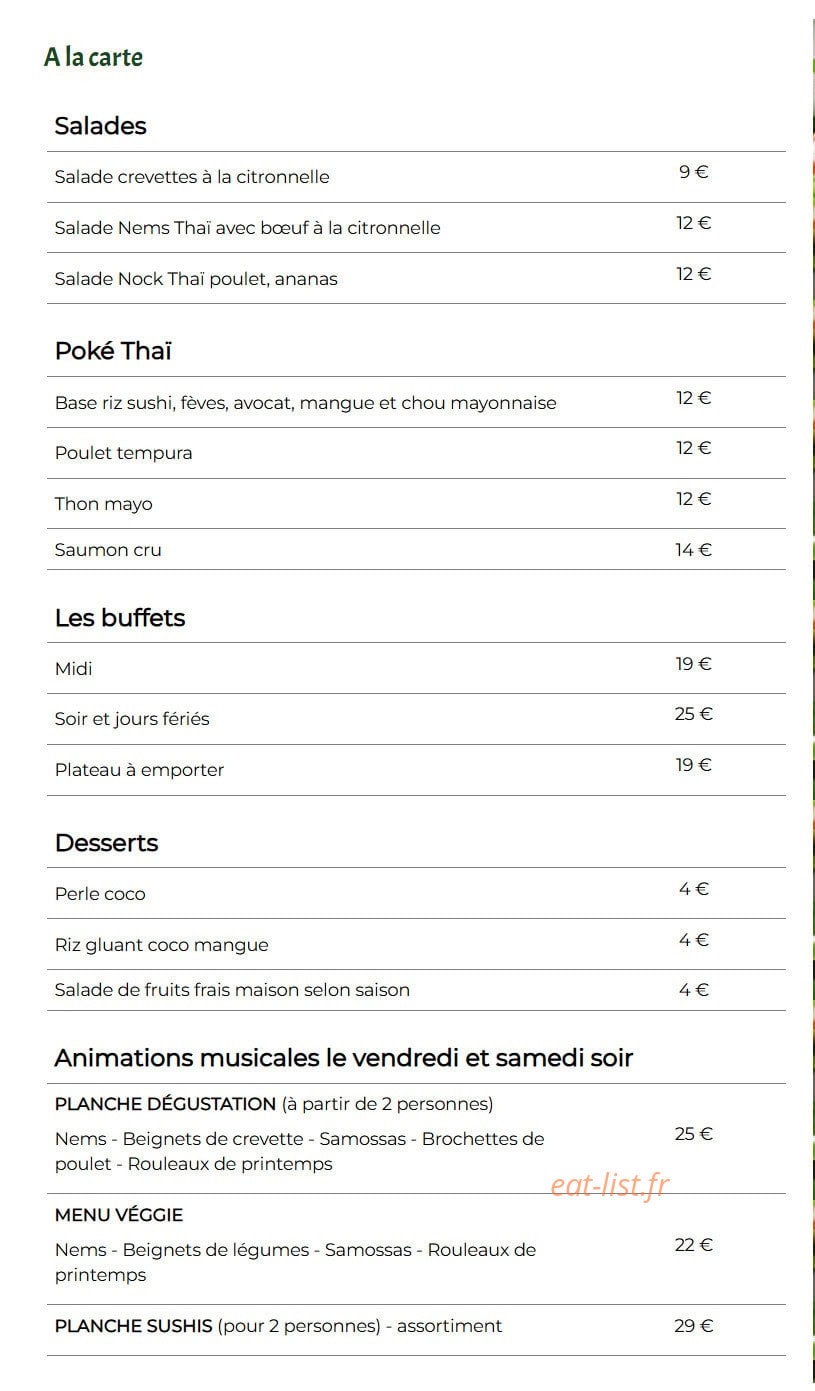 Nock Thaï — carte page 1