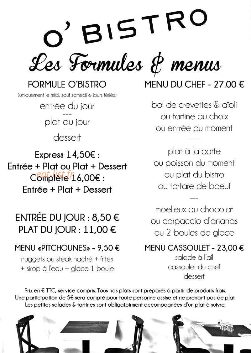 O'Bistro — carte page 4