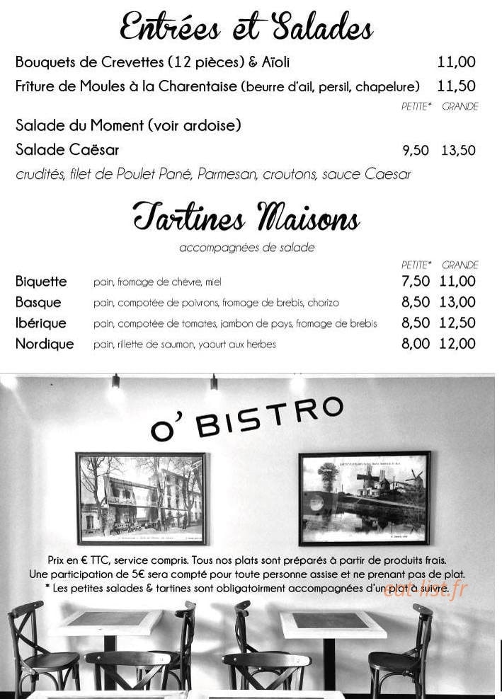 O'Bistro — carte page 2