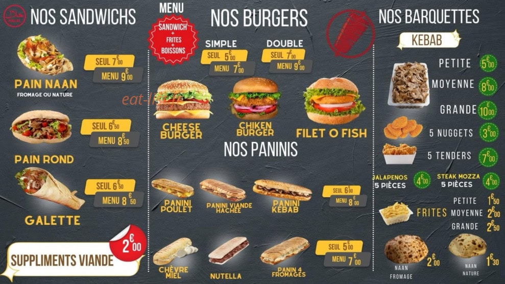 O chicken cheese — carte page 2