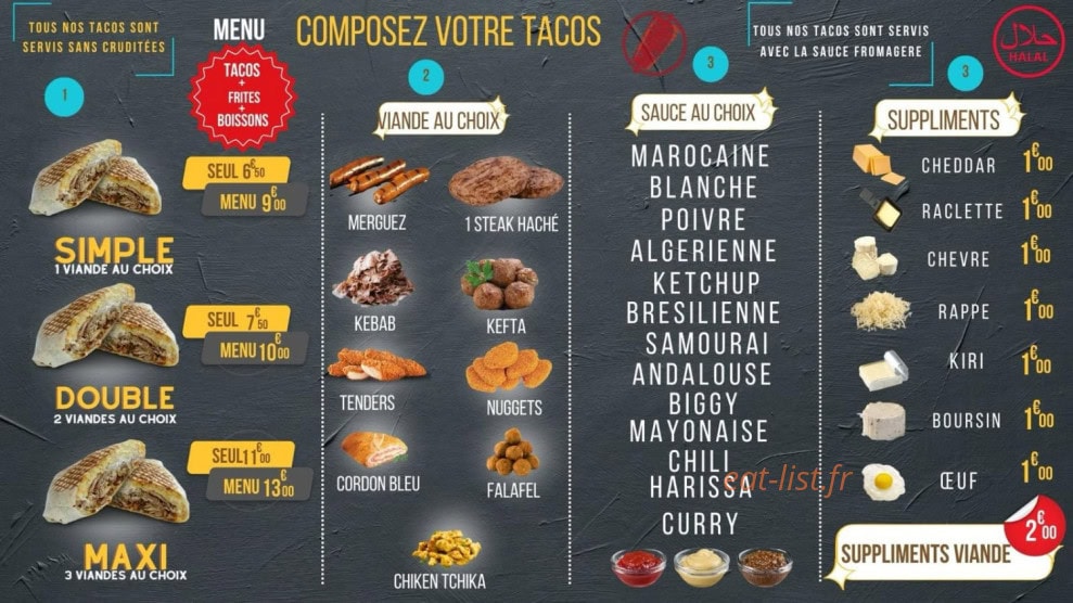 O chicken cheese — carte page 1