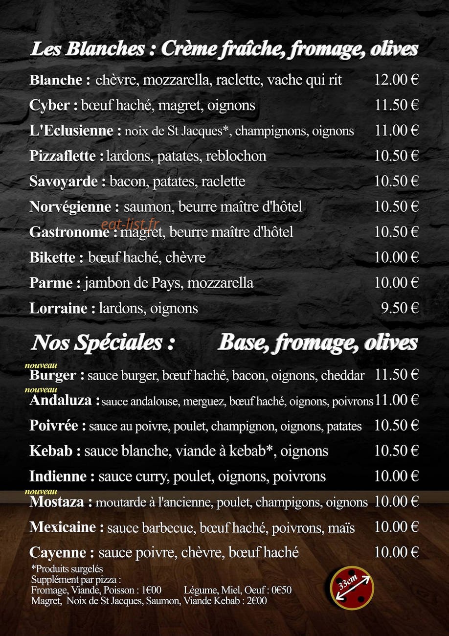 Pizzeria de l'Ecluse — carte page 2