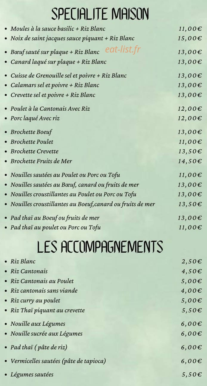 Carte et menu de Restaurant Nénuphar à Castelnaudary — Les spécialités et accompagnements à emporter