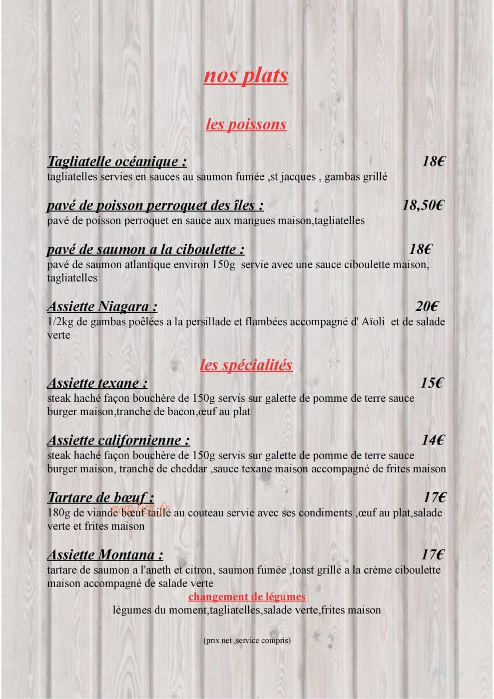 Bistro 113 — carte page 5