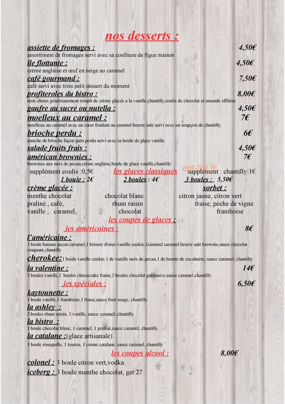 Bistro 113 — carte page 10