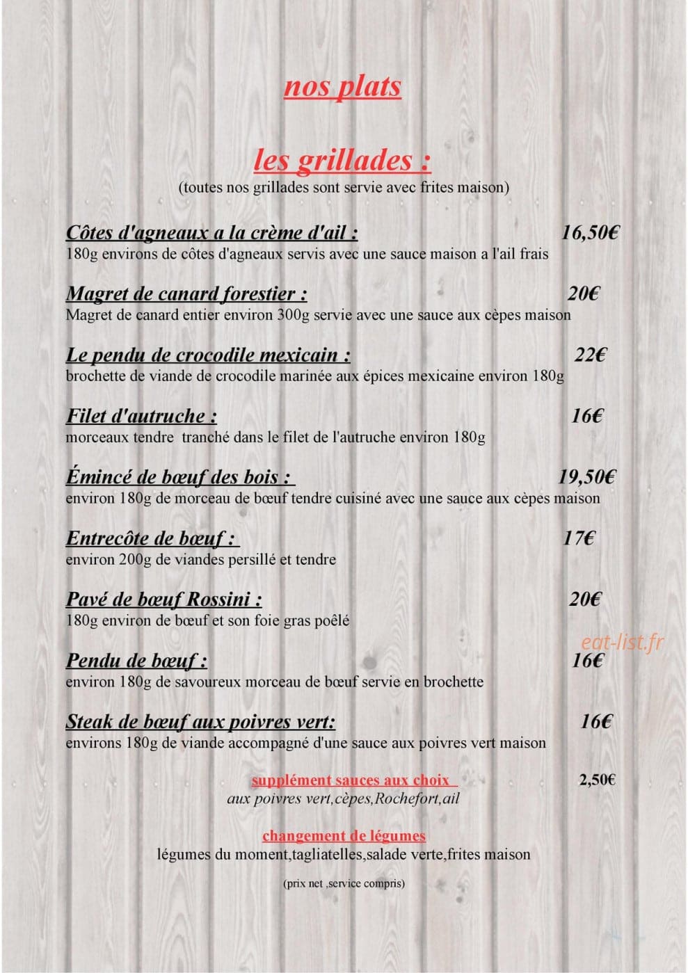 Bistro 113 — carte page 6