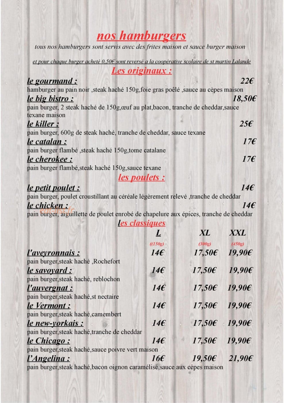 Bistro 113 — carte page 3