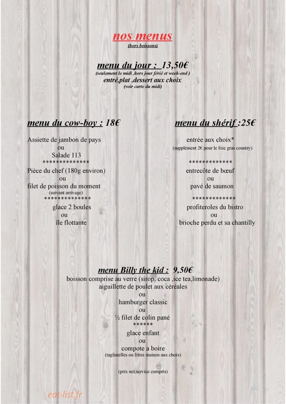 Bistro 113 — carte page 4
