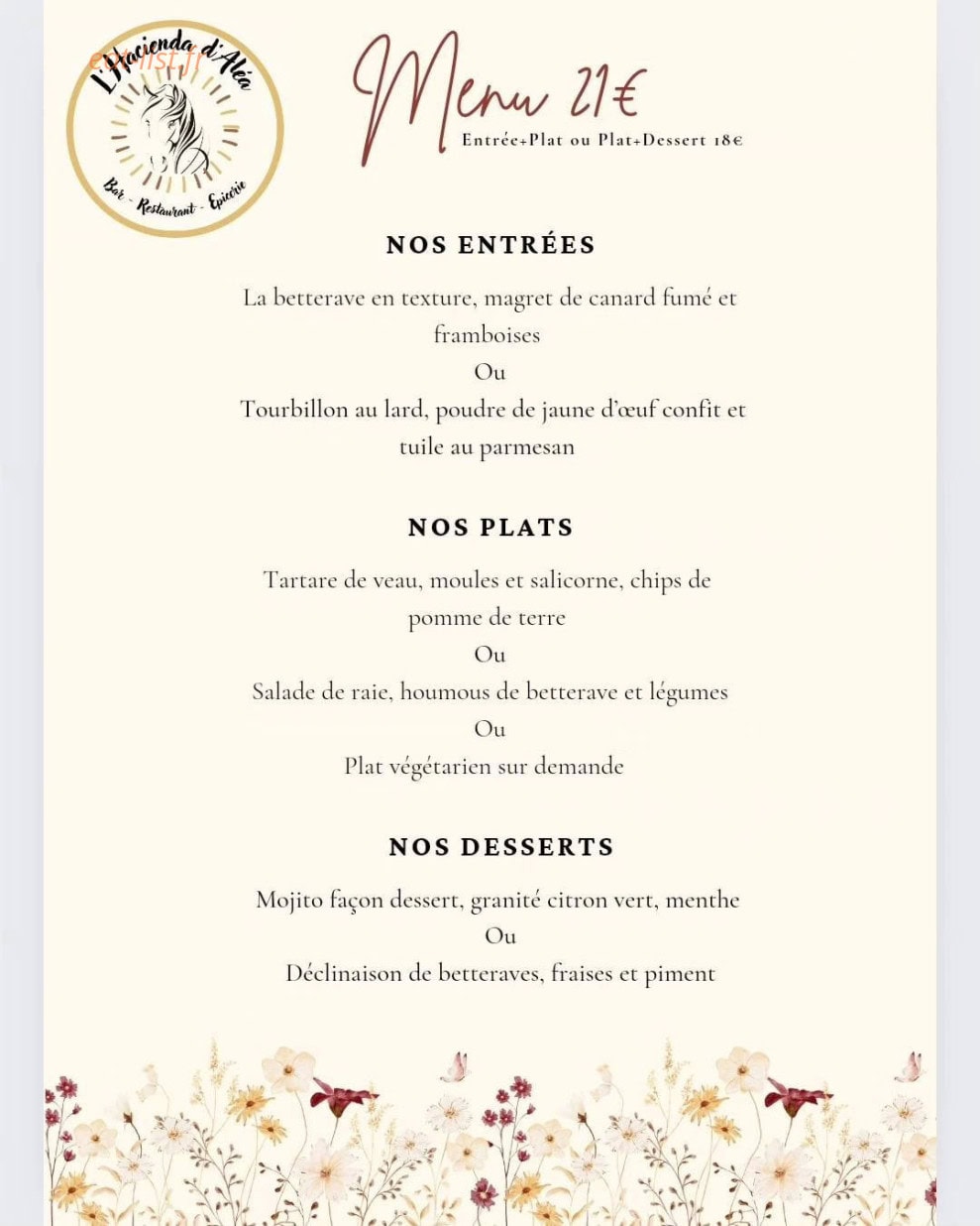 L'Hacienda d'Alea — carte page 1