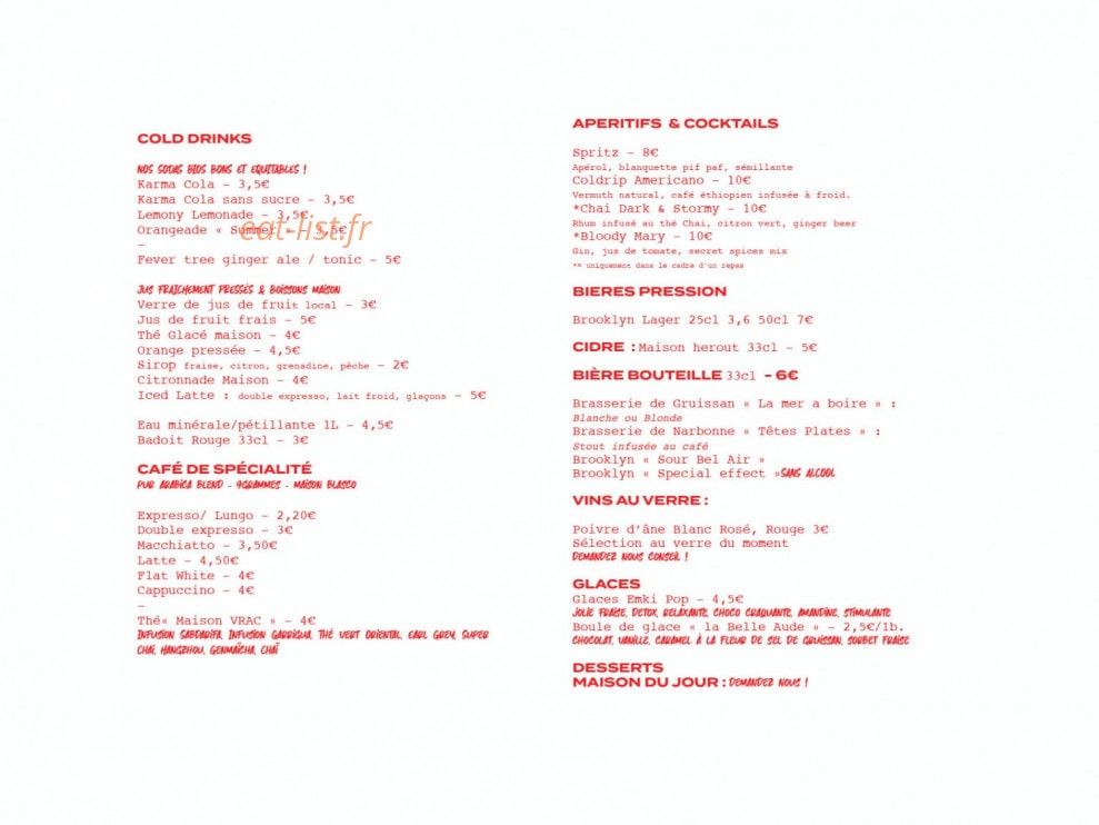 Café Raisin — carte page 3
