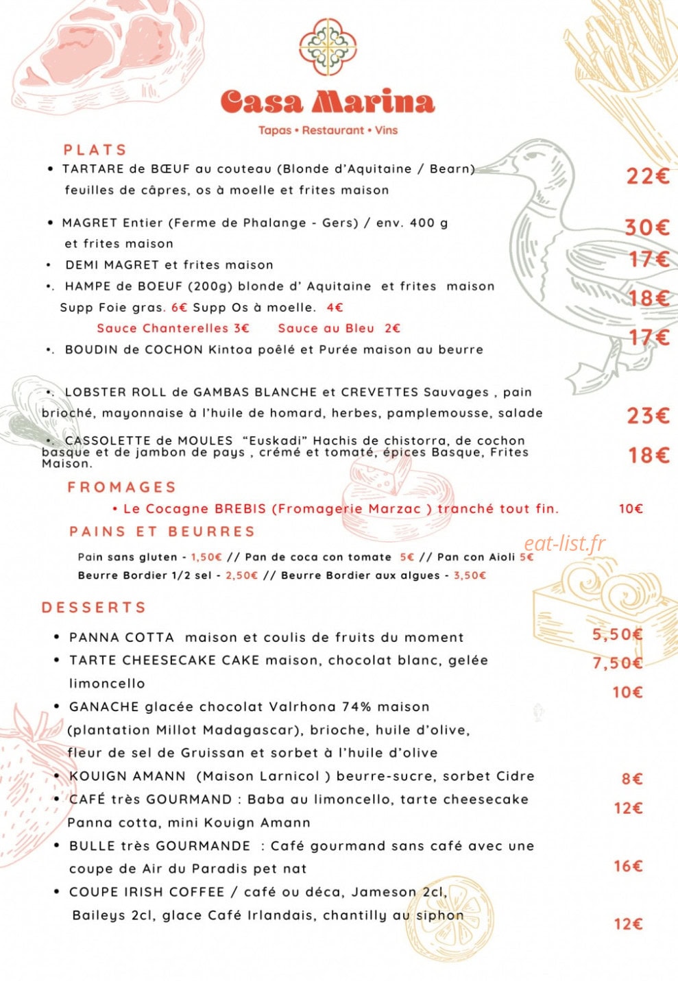 Casa Marina — carte page 1