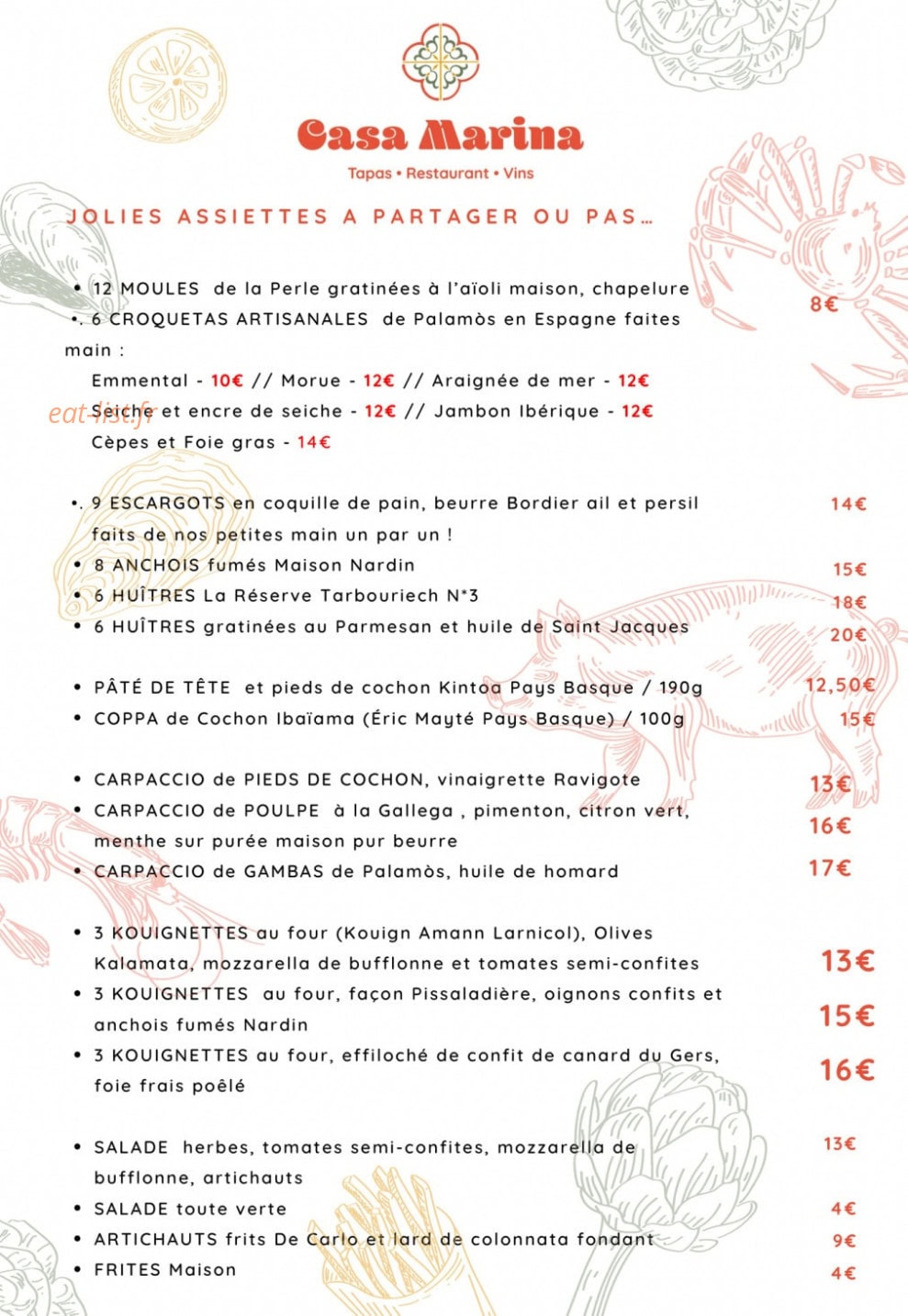 Casa Marina — carte page 2