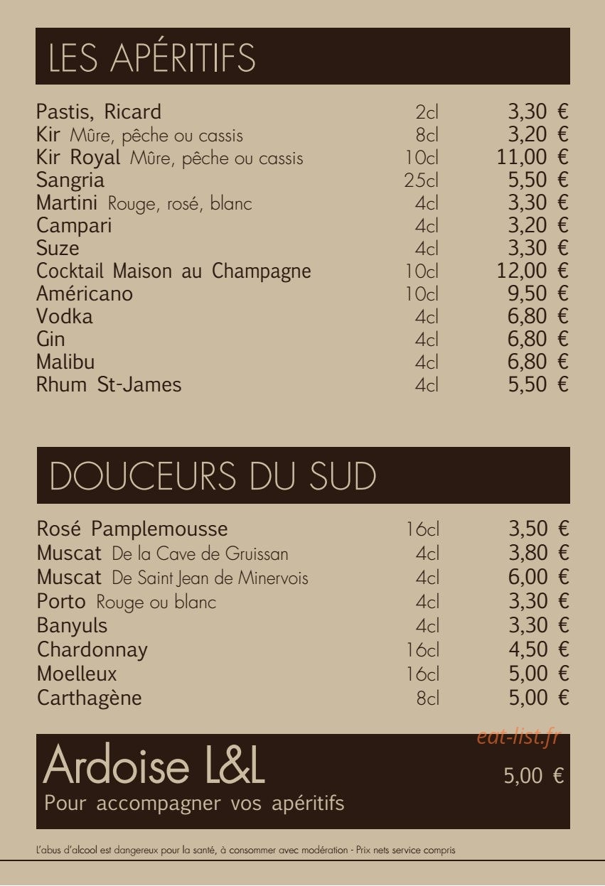 L & L — carte page 1