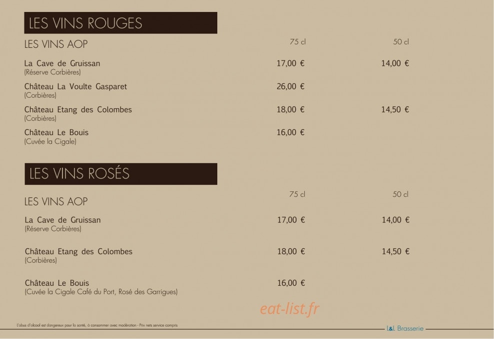 L & L — carte page 14