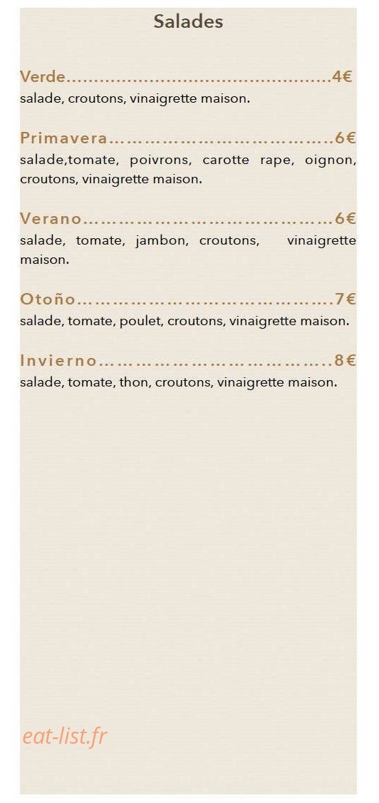 La Cantina — carte page 1