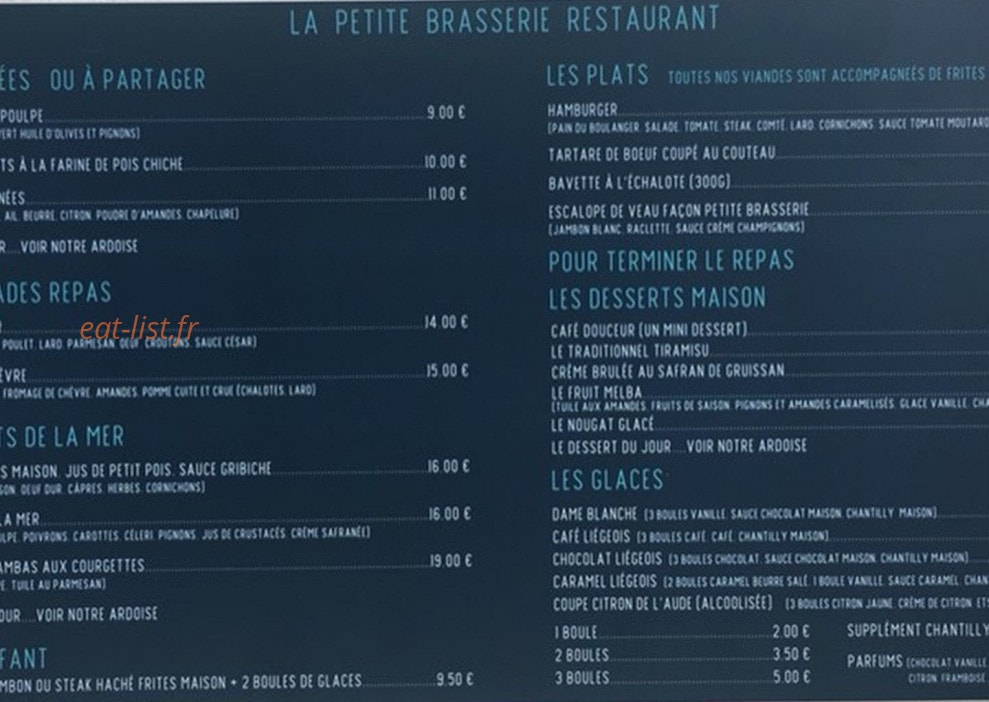 La Petite Brasserie — carte page 2