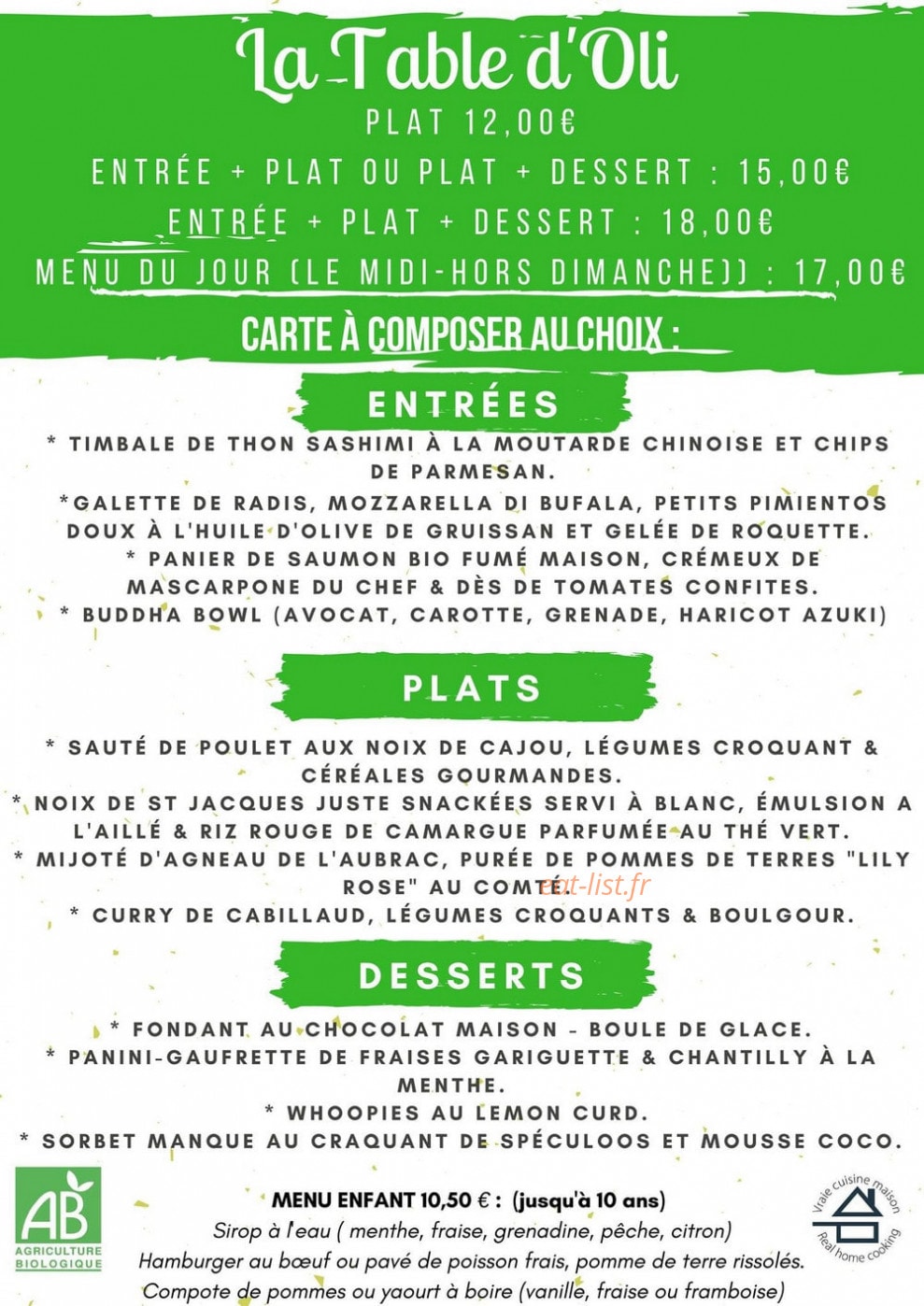 La table d'Oli — carte page 1