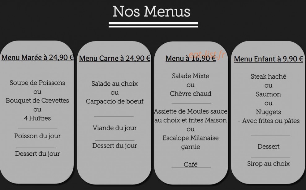 Carte et menu de Le Miam à Gruissan — Les menus