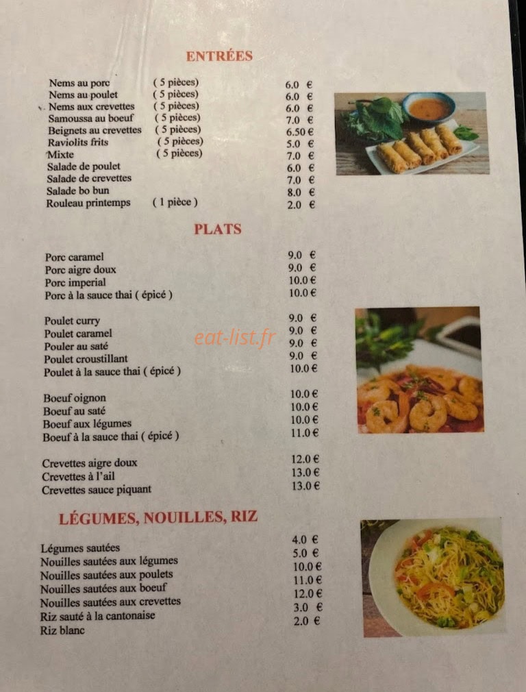 Saveur d'asie — carte page 1