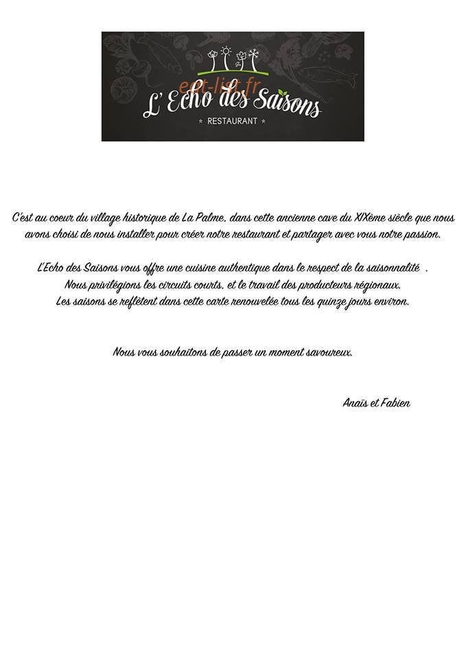 L'Echo des Saisons — carte page 1