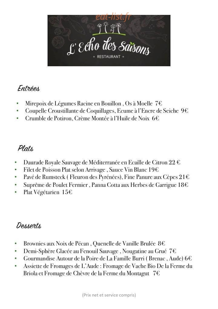 L'Echo des Saisons — carte page 2