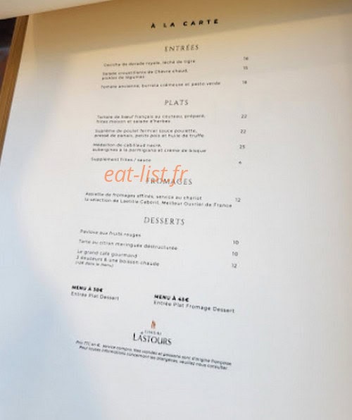 Carte et menu de La Bergerie de Lastours à Portel des Corbieres — La carte