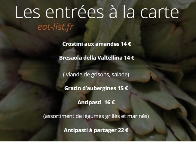 restaurant Le Refuge — carte page 1