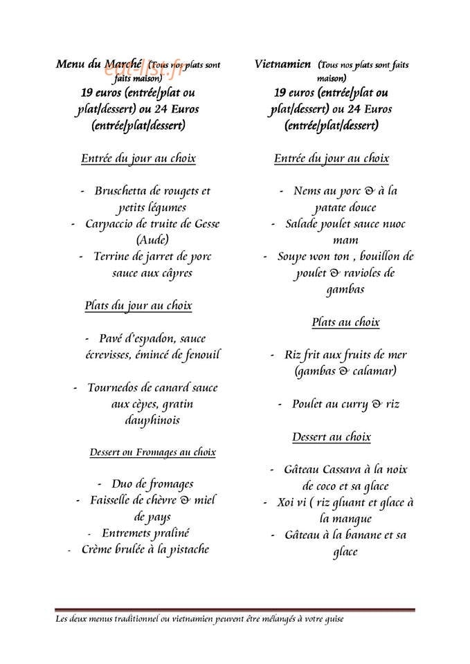La Chaumiere — carte page 1