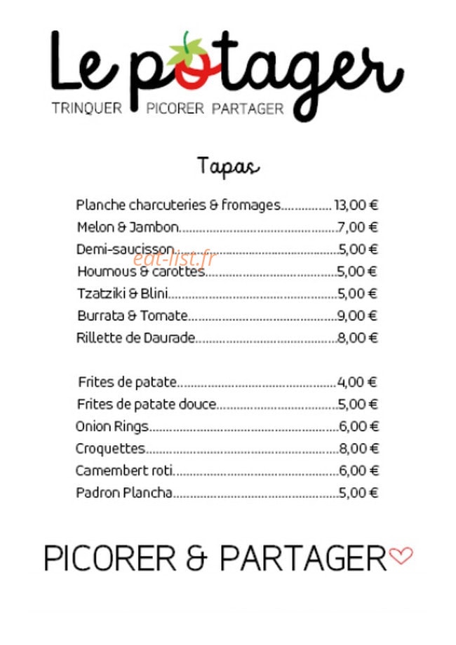 Le Potager — carte page 1