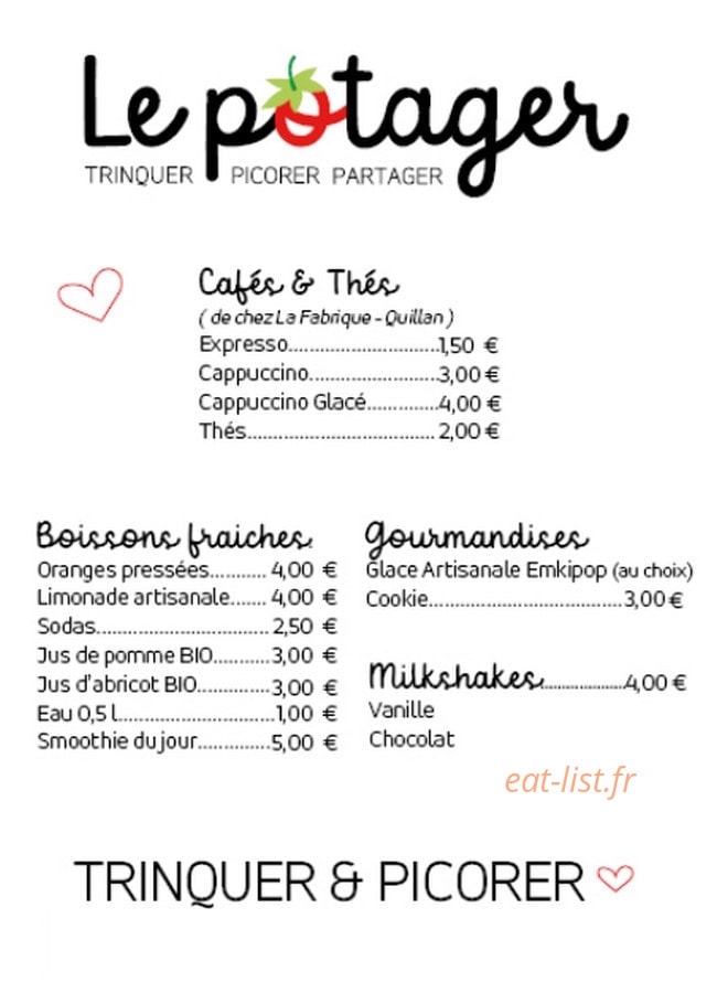 Le Potager — carte page 4