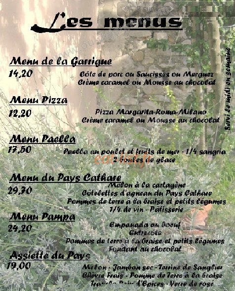 L' Auberge de la Garrigue — carte page 2