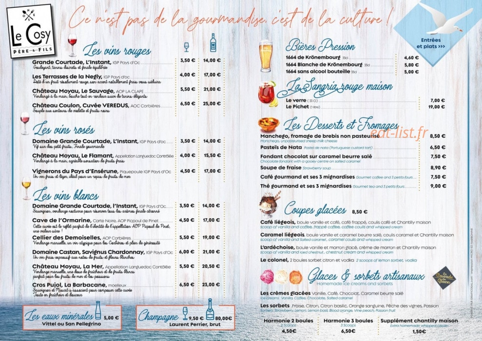 Le Cosy — carte page 2