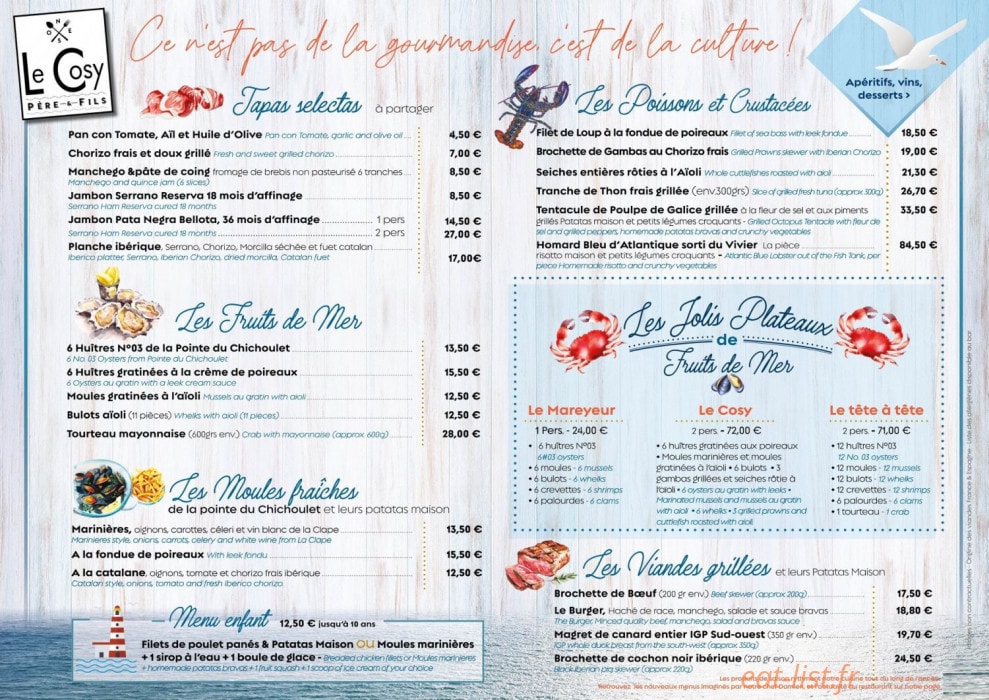 Le Cosy — carte page 1