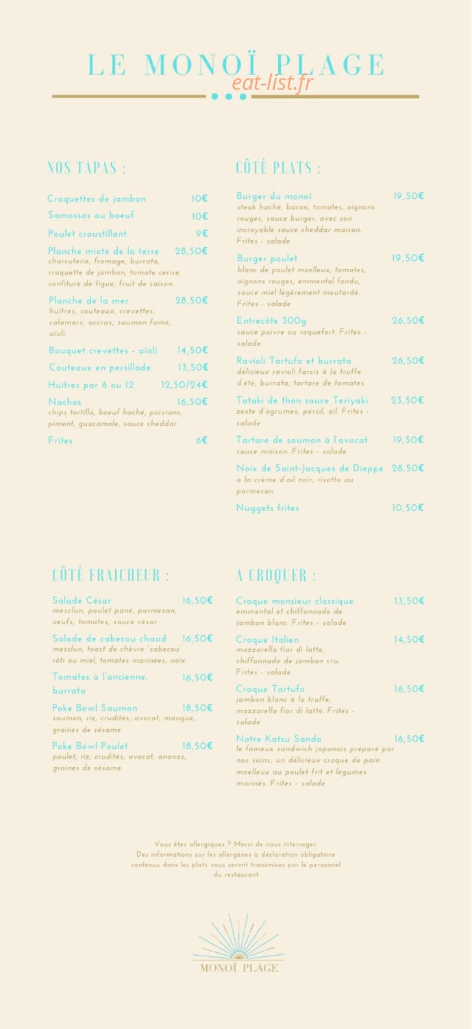 Le Monoï Plage — carte page 2