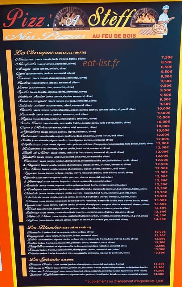 Pizz à Steff — carte page 1