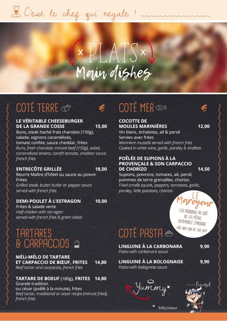 Restaurant La Grande Cosse — carte page 2